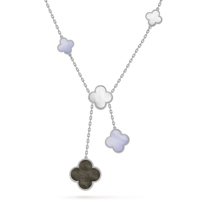 [Panda Jewelry]CLOVER MOP CHALCEDONY NECKLACE SILVER 6 MOTIF