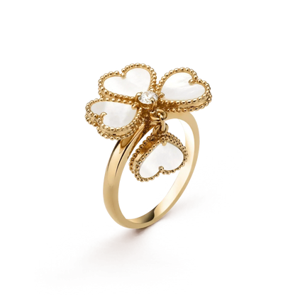 [Panda Jewelry]SWEET CLOVER WHITE MOP RING