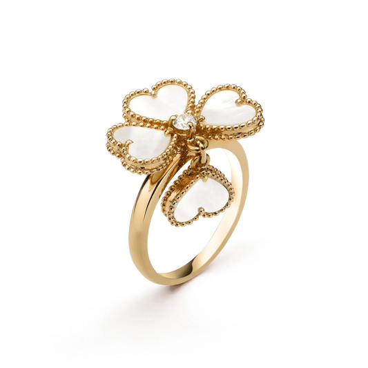 [Panda Jewelry]SWEET CLOVER WHITE MOP RING