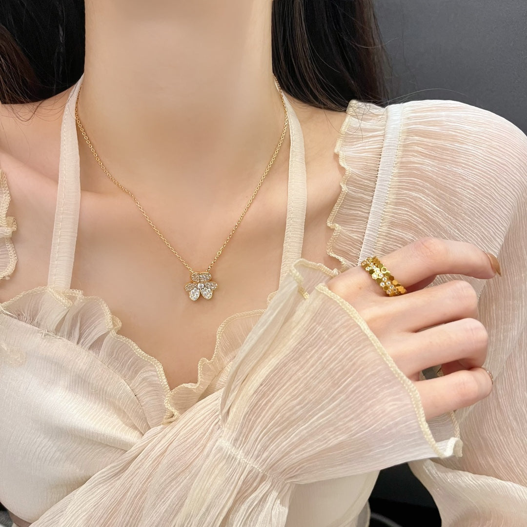 [Panda Jewelry]FLOWER DIAMOND NECKLACE