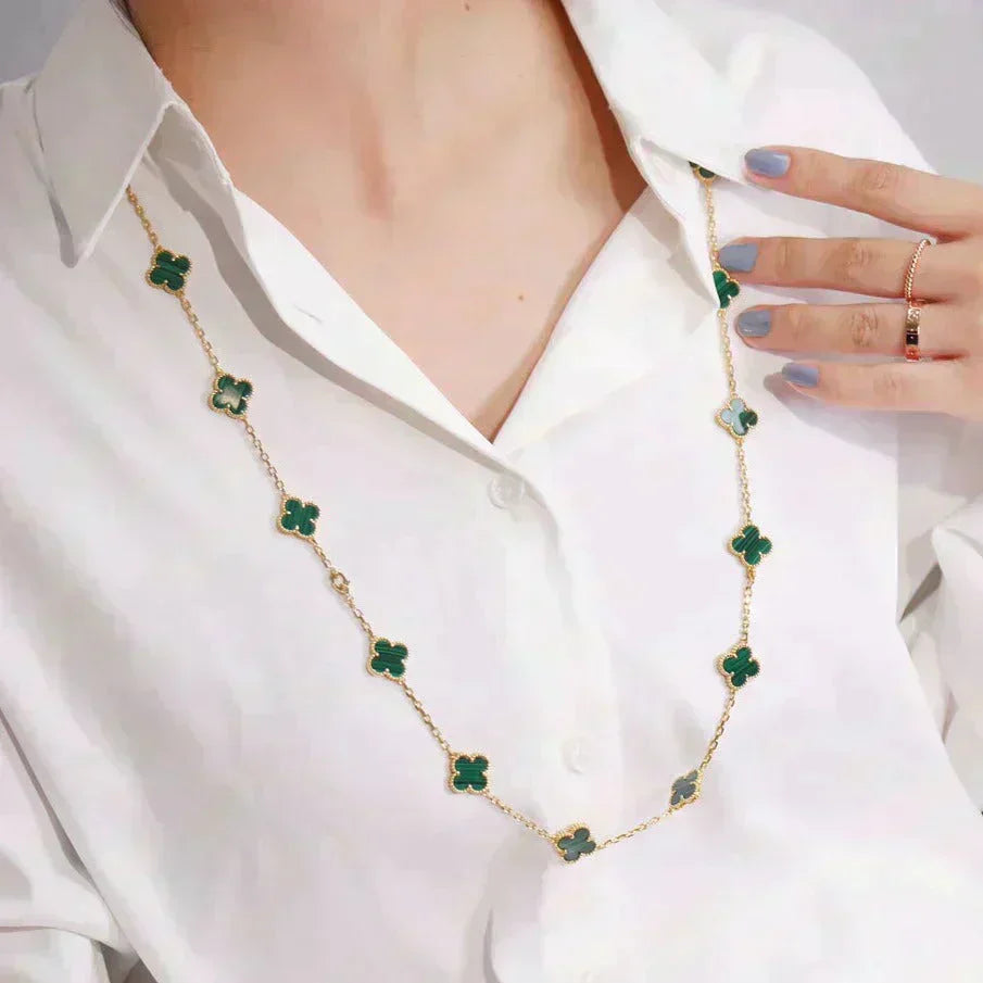 [Panda Jewelry]CLOVER 20 MOTIFS MALACHITE GOLD