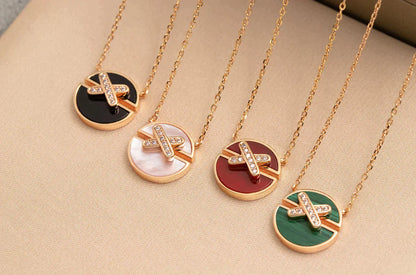 [Panda Jewelry]JEUX DE ROSE GOLD DIAMOND NECKLACE