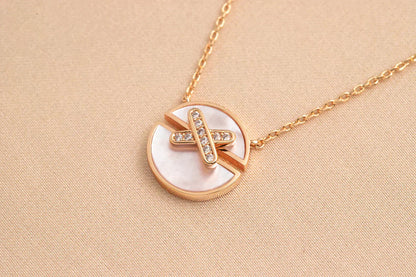[Panda Jewelry]JEUX DE ROSE GOLD DIAMOND NECKLACE
