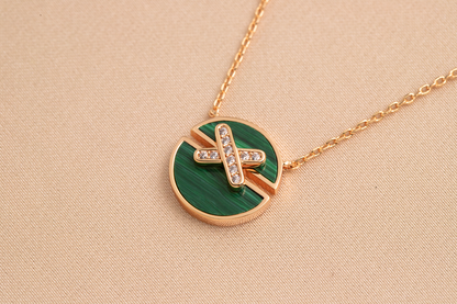 [Panda Jewelry]JEUX DE PINK GOLD DIAMOND NECKLACE