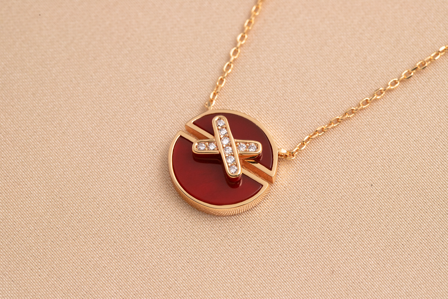 [Panda Jewelry]JEUX DE PINK GOLD DIAMOND NECKLACE