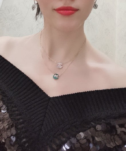 [Panda Jewelry]JEUX DE PINK GOLD DIAMOND NECKLACE
