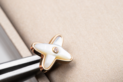 [Panda Jewelry]JEUX DE WHITE MOP PINK GOLD DIAMOND EARRINGS
