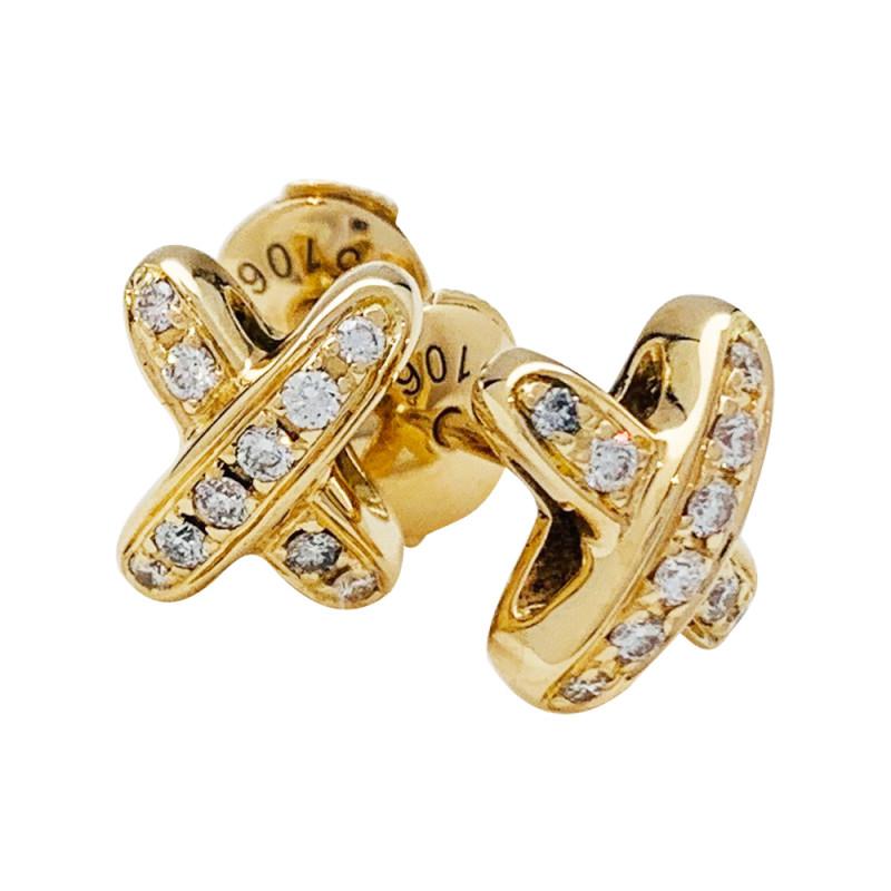 [Panda Jewelry]JEUX DE GOLD DIAMOND EARRINGS