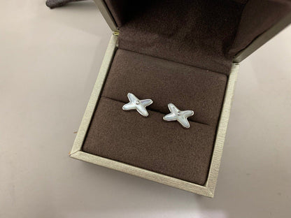 [Panda Jewelry]JEUX DE WHITE MOP SILVER DIAMOND EARRINGS