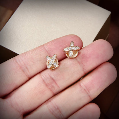 [Panda Jewelry]JEUX DE GOLD DIAMOND EARRINGS