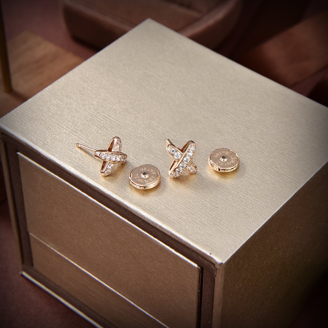 [Panda Jewelry]JEUX DE GOLD DIAMOND EARRINGS