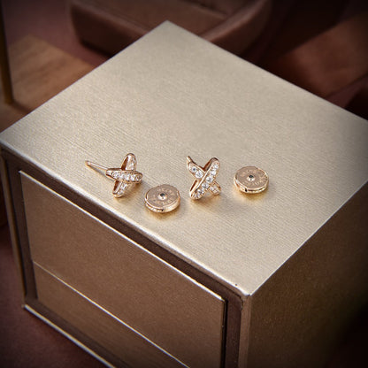 [Panda Jewelry]JEUX DE GOLD DIAMOND EARRINGS