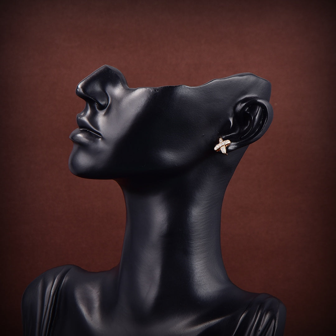 [Panda Jewelry]JEUX DE GOLD DIAMOND EARRINGS