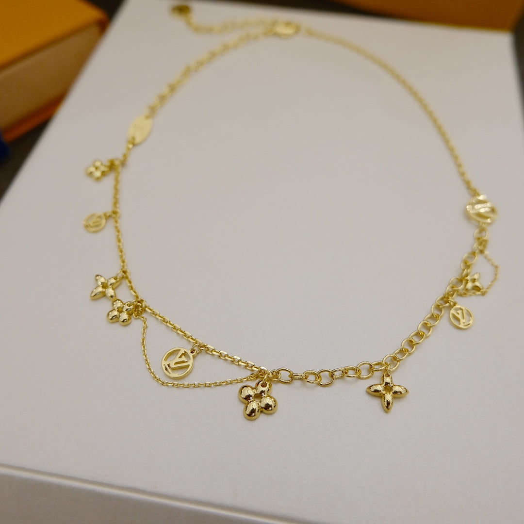 [Panda Jewelry]BLOOMING SUPPLE NECKLACE BRASS