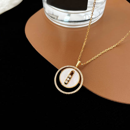 [Panda Jewelry]LUCKY MOVE MM NACRE BLANCHE DIAMOND NECKLACE