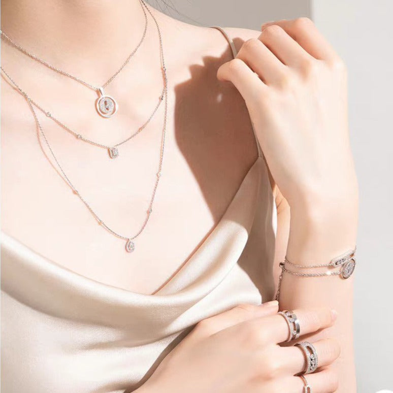 [Panda Jewelry]LUCKY MOVER PM PAVED NECKLACE