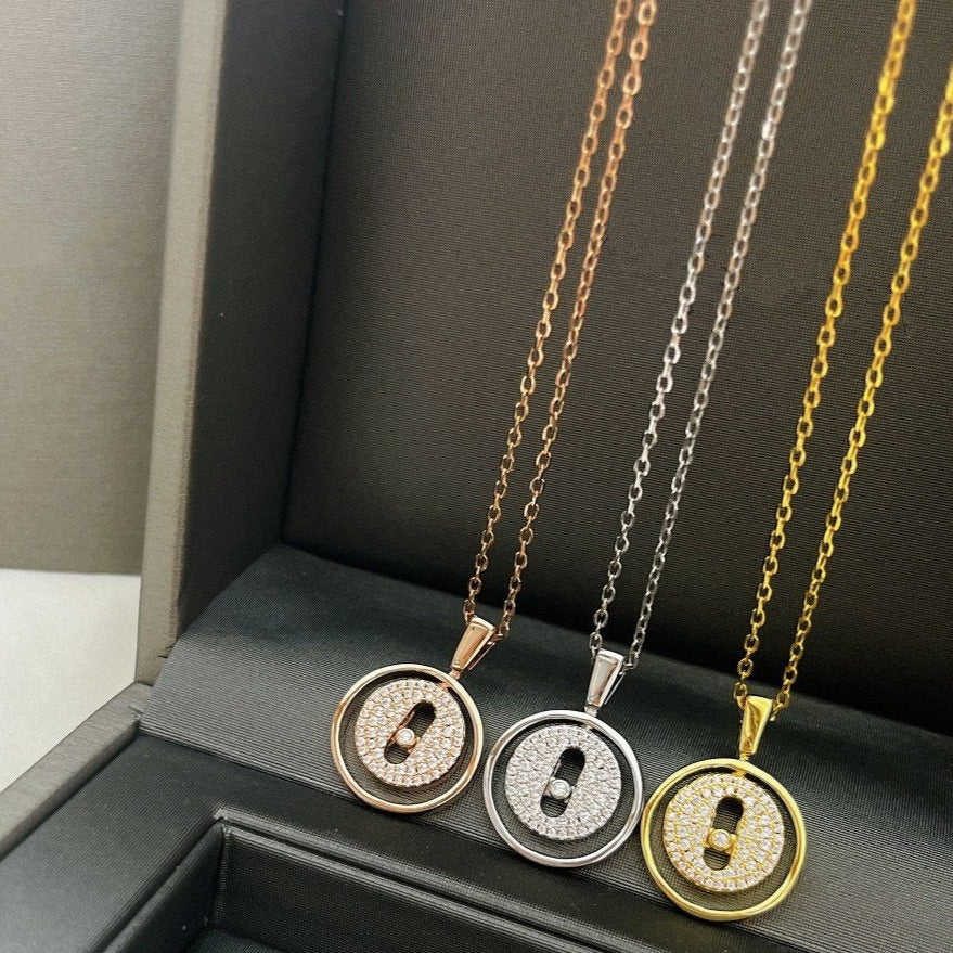 [Panda Jewelry]LUCKY MOVER PM PAVED NECKLACE