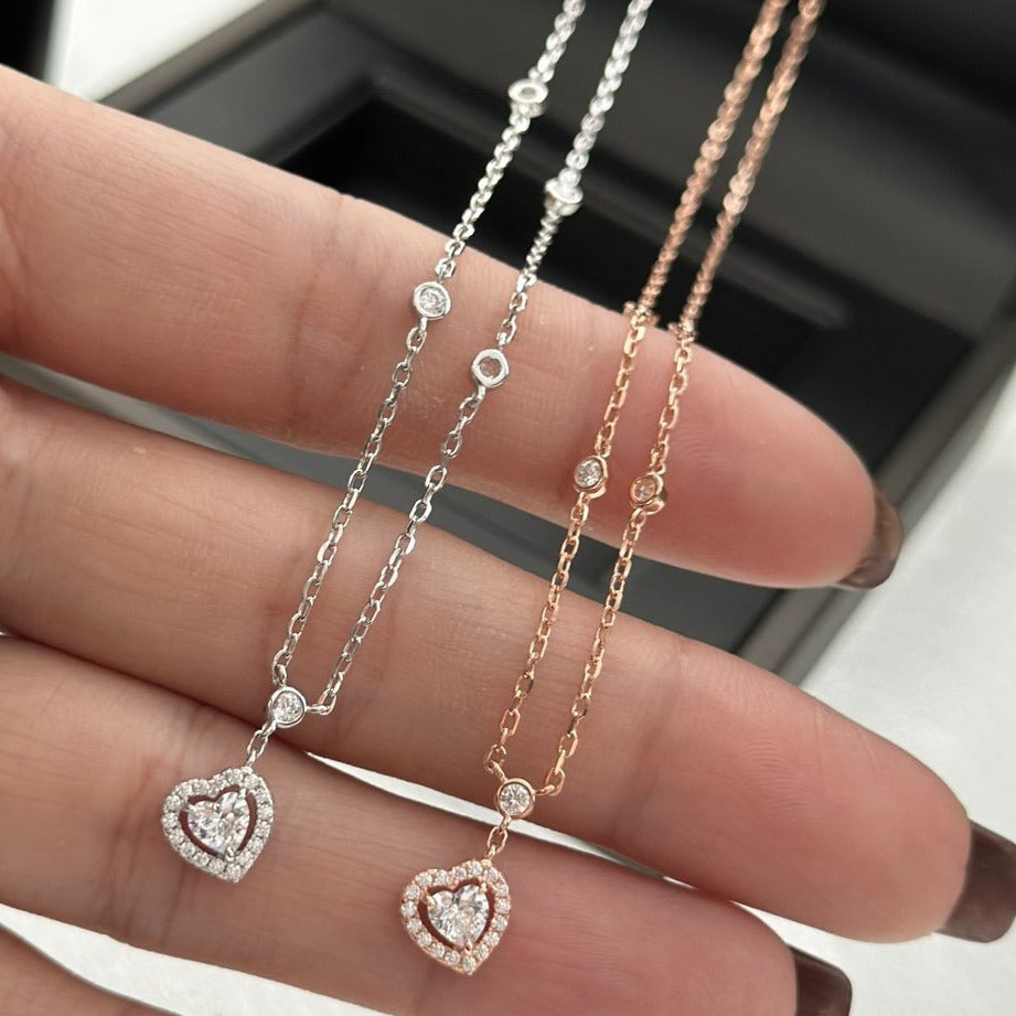 [Panda Jewelry]JOY HEART DIAMOND NECKLACE