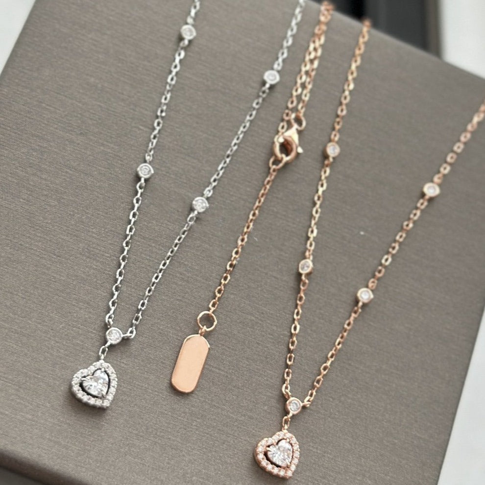 [Panda Jewelry]JOY HEART DIAMOND NECKLACE