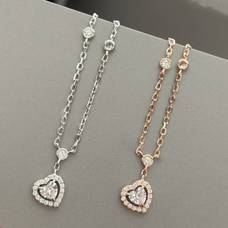 [Panda Jewelry]JOY HEART DIAMOND NECKLACE