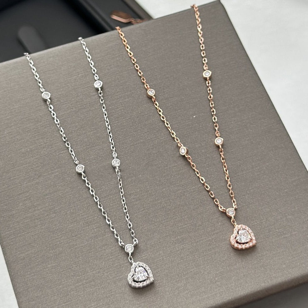 [Panda Jewelry]JOY HEART DIAMOND NECKLACE