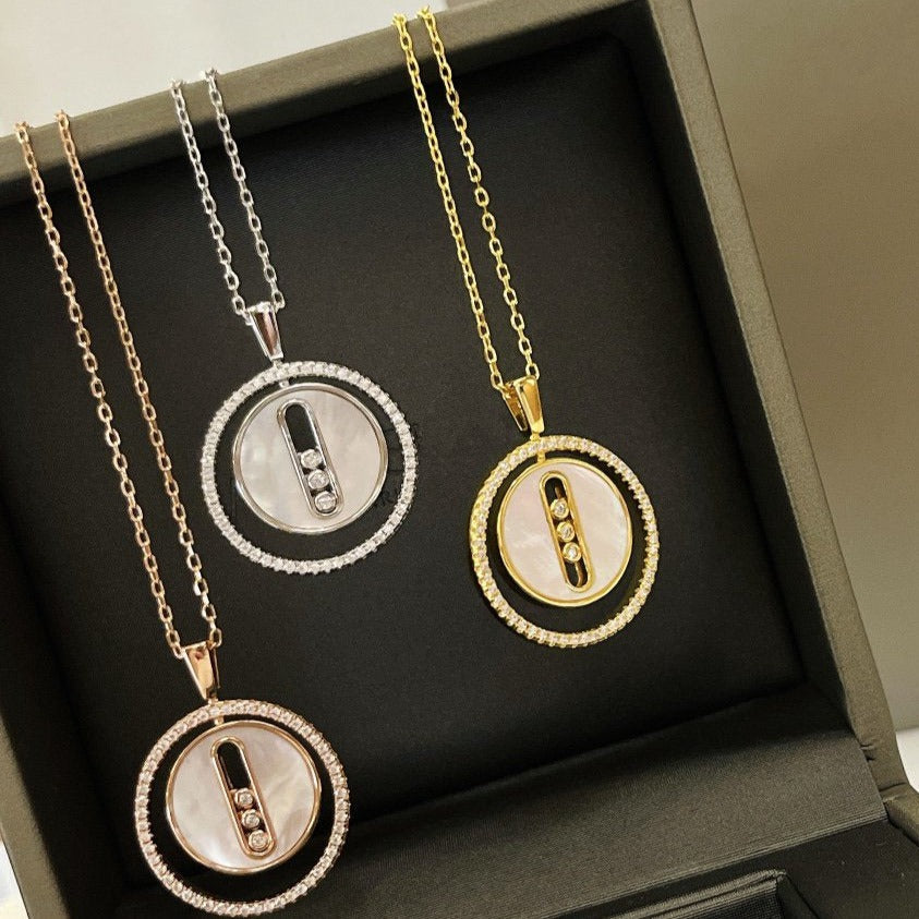 [Panda Jewelry]LUCKY MOVE MM NACRE BLANCHE DIAMOND NECKLACE