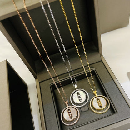 [Panda Jewelry]LUCKY MOVE MM NACRE BLANCHE DIAMOND NECKLACE
