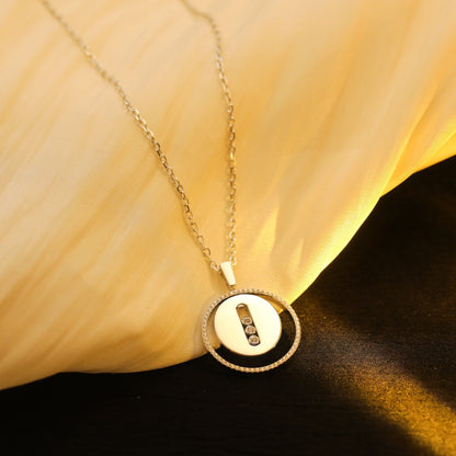 [Panda Jewelry]LUCKY MOVE MM SILVER DIAMOND NECKLACE