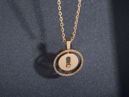 [Panda Jewelry]LUCKY MOVE PM NECKLACE PINK GOLD DIAMOND