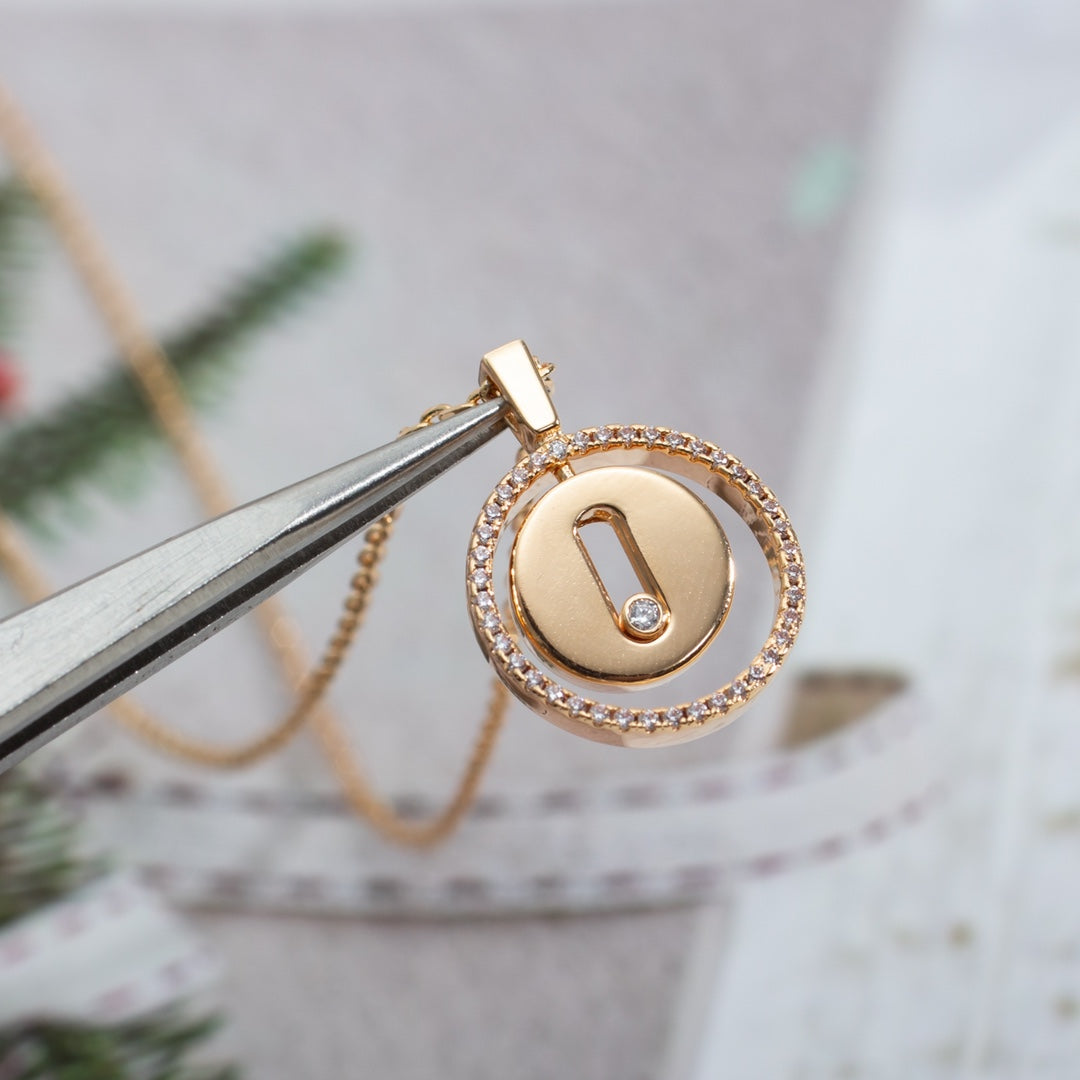 [Panda Jewelry]LUCKY MOVE PM NECKLACE PINK GOLD DIAMOND