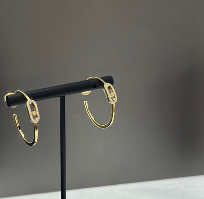 [Panda Jewelry]CREOLES MOVE UNO PM DIAMOND EARRINGS