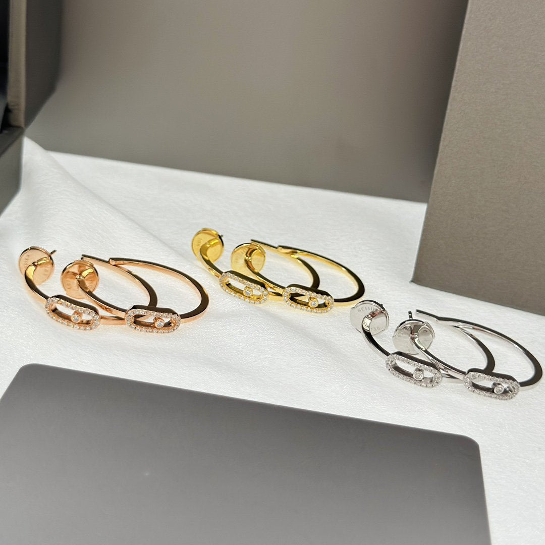 [Panda Jewelry]CREOLES MOVE UNO PM DIAMOND EARRINGS