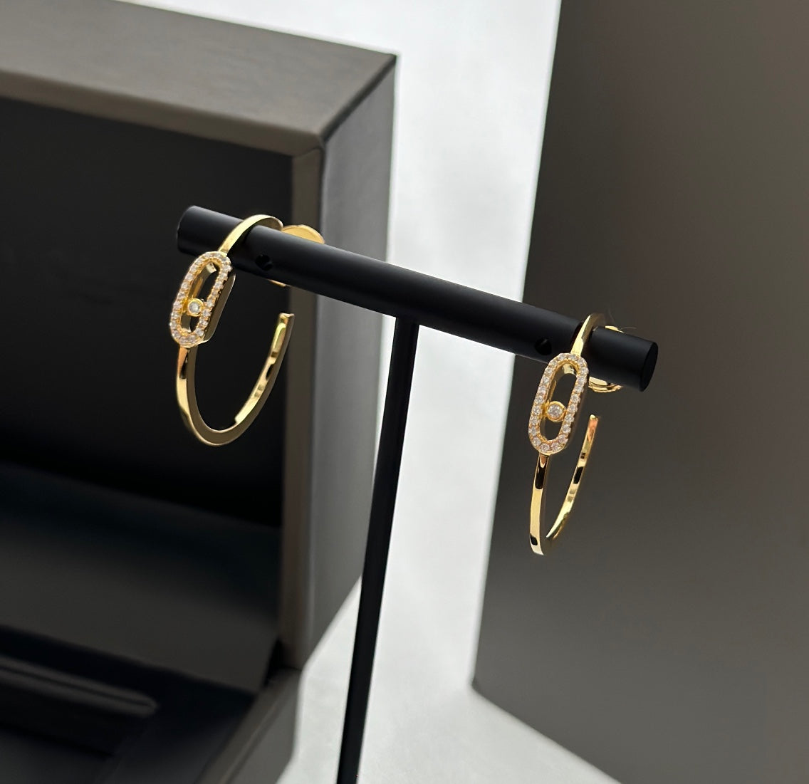 [Panda Jewelry]CREOLES MOVE UNO PM DIAMOND EARRINGS