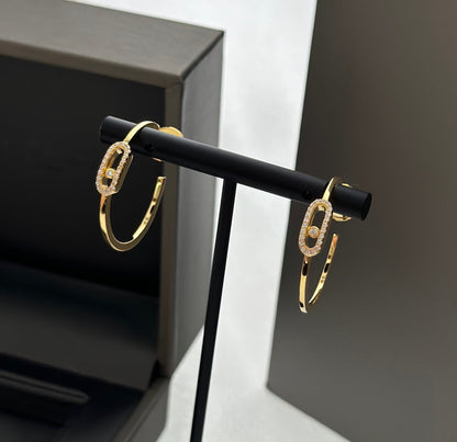 [Panda Jewelry]CREOLES MOVE UNO PM DIAMOND EARRINGS