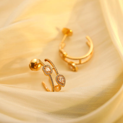[Panda Jewelry]CREOLES MY TWIN 2 RANGS SILVER DIAMOND EARRINGS