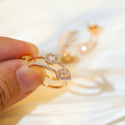 [Panda Jewelry]CREOLES MY TWIN 2 RANGS SILVER DIAMOND EARRINGS