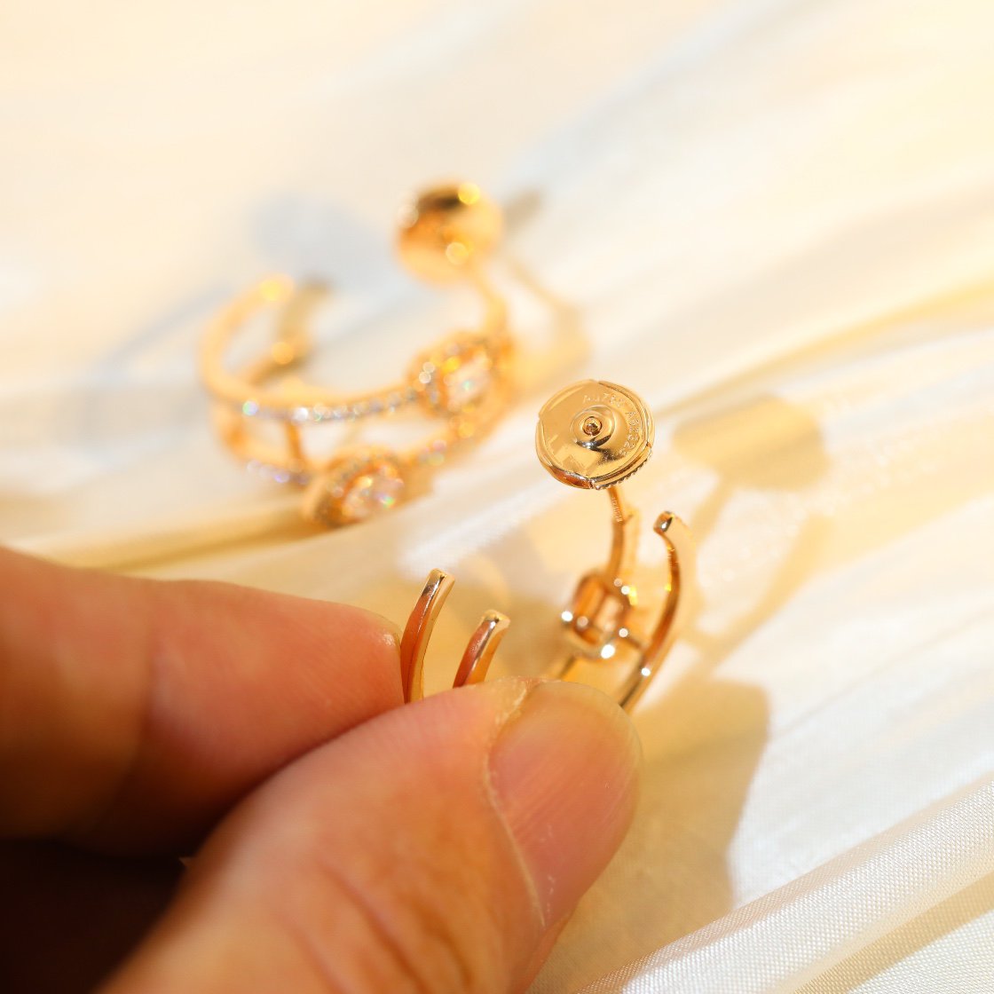 [Panda Jewelry]CREOLES MY TWIN 2 RANGS SILVER DIAMOND EARRINGS