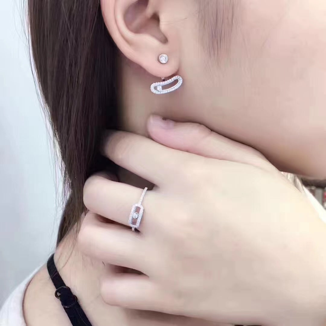 [Panda Jewelry]MOVE UNO SILVER DIAMOND EARRINGS
