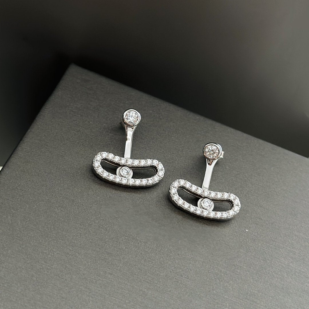 [Panda Jewelry]MOVE UNO SILVER DIAMOND EARRINGS