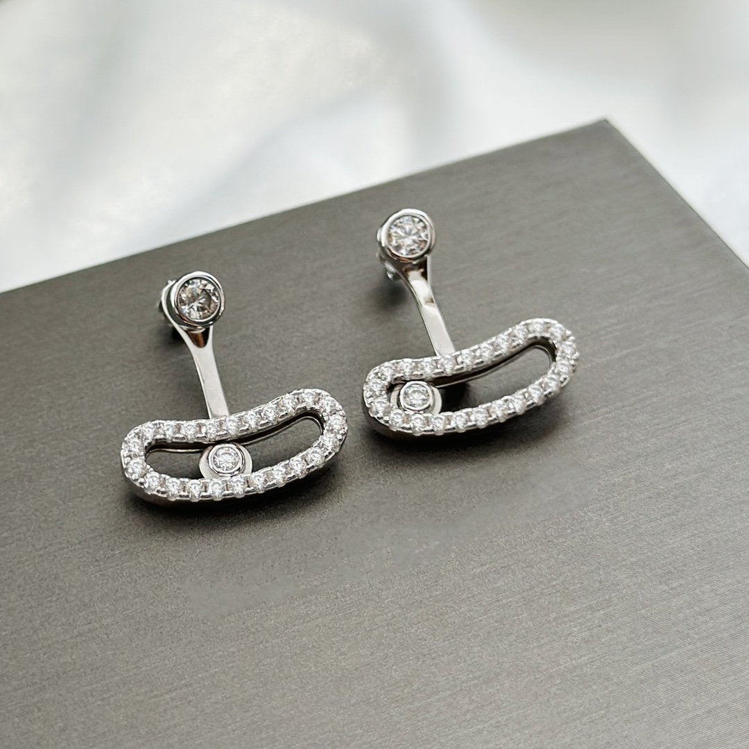 [Panda Jewelry]MOVE UNO SILVER DIAMOND EARRINGS