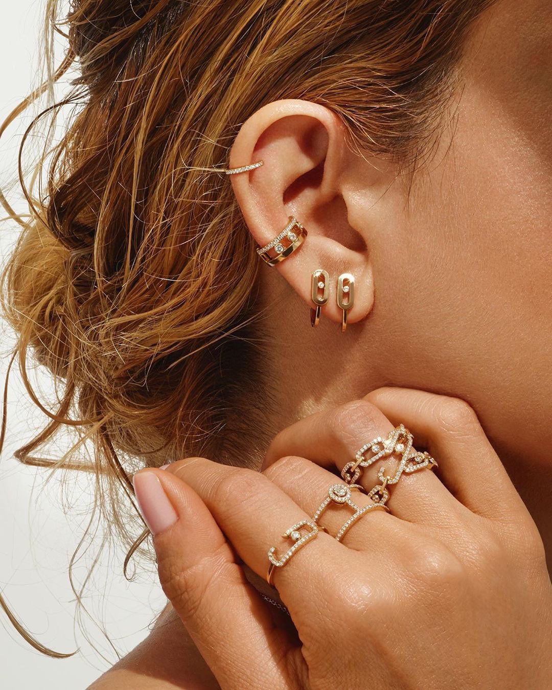 [Panda Jewelry]CREOLES MOVE UNO MINI 1 DIAMOND EARRINGS