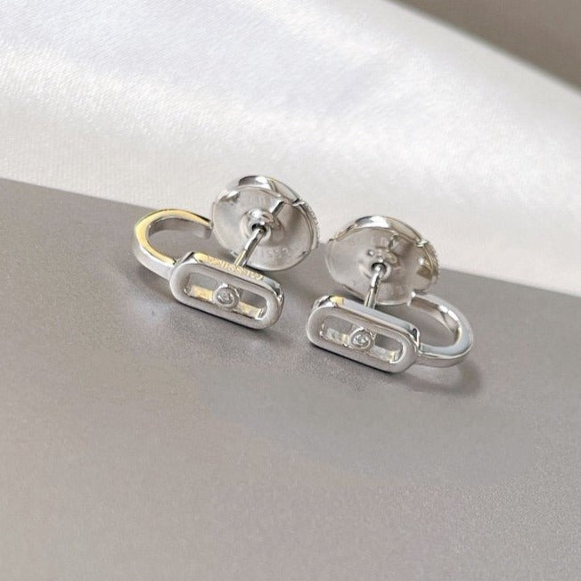 [Panda Jewelry]CREOLES MOVE UNO MINI 1 DIAMOND EARRINGS