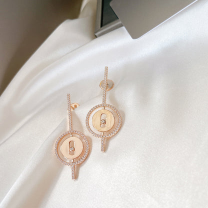 [Panda Jewelry]LUCKY MOVE ARROW PINK GOLD DIAMOND EARRINGS