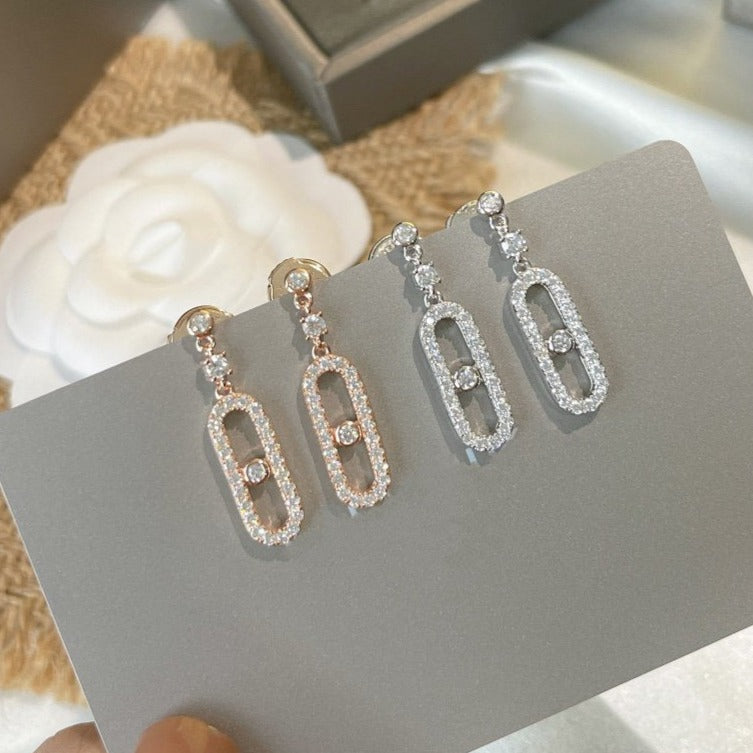 [Panda Jewelry]DORMEUSES MOVE UNO DIAMOND EARRINGS