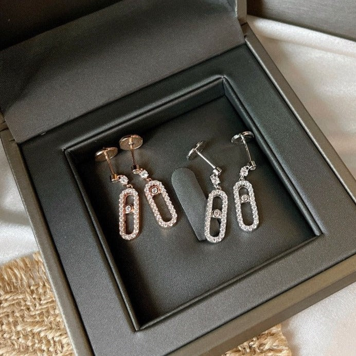 [Panda Jewelry]DORMEUSES MOVE UNO DIAMOND EARRINGS