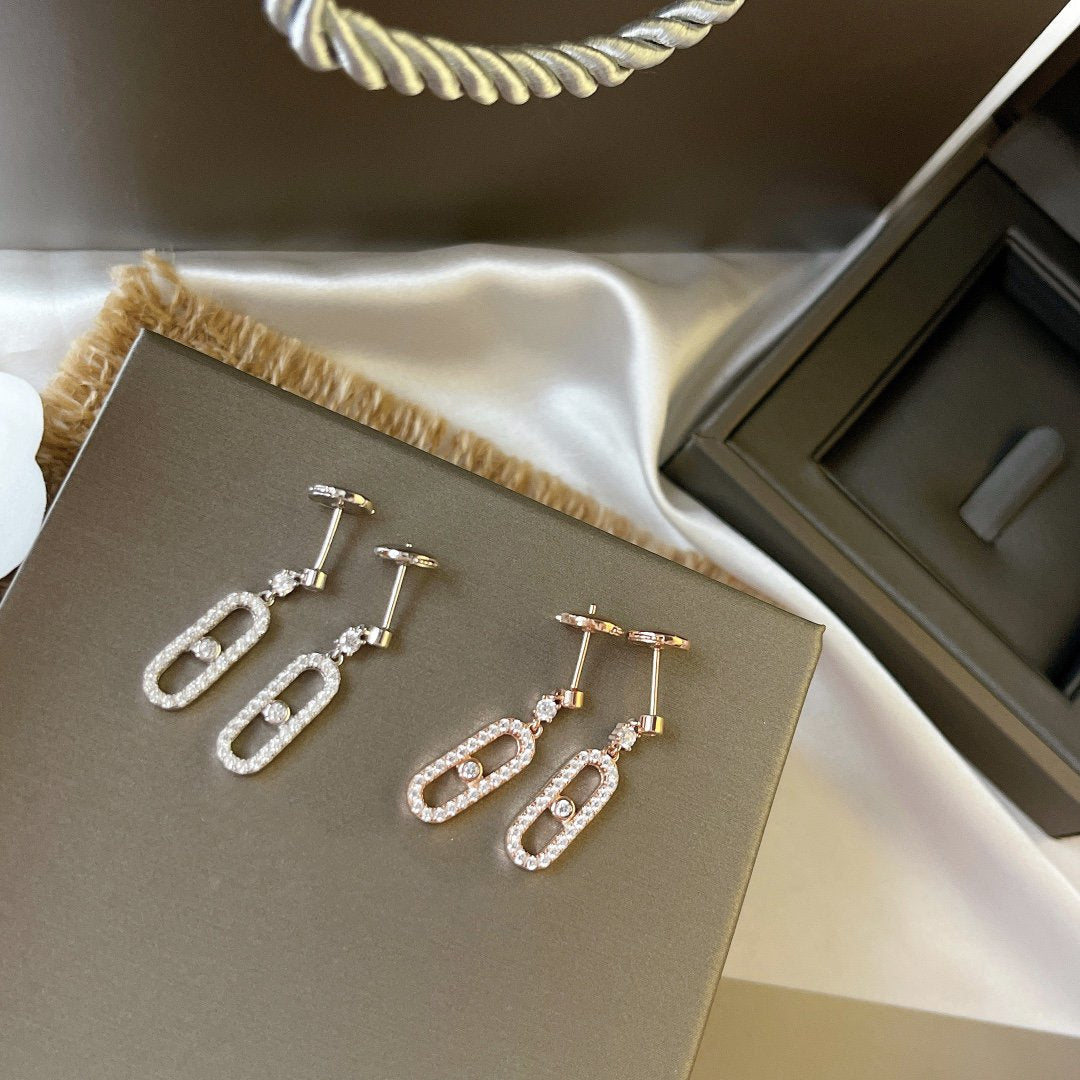 [Panda Jewelry]DORMEUSES MOVE UNO DIAMOND EARRINGS