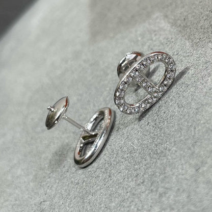 [Panda Jewelry]HM FULL DIAMOND PIG NOSE STUD EARRINGS