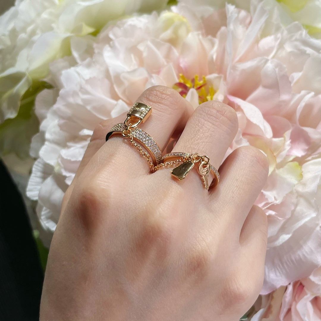 [Panda Jewelry]HM KELLY CLOCHETTE DOUBLE RING IN  WITH DIAMONDS