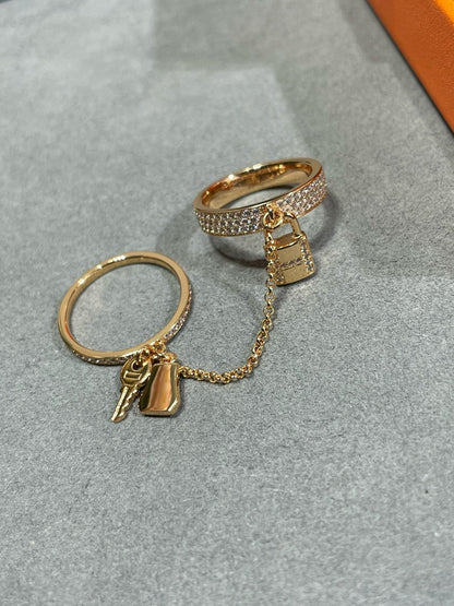 [Panda Jewelry]HM KELLY CLOCHETTE DOUBLE RING IN  WITH DIAMONDS