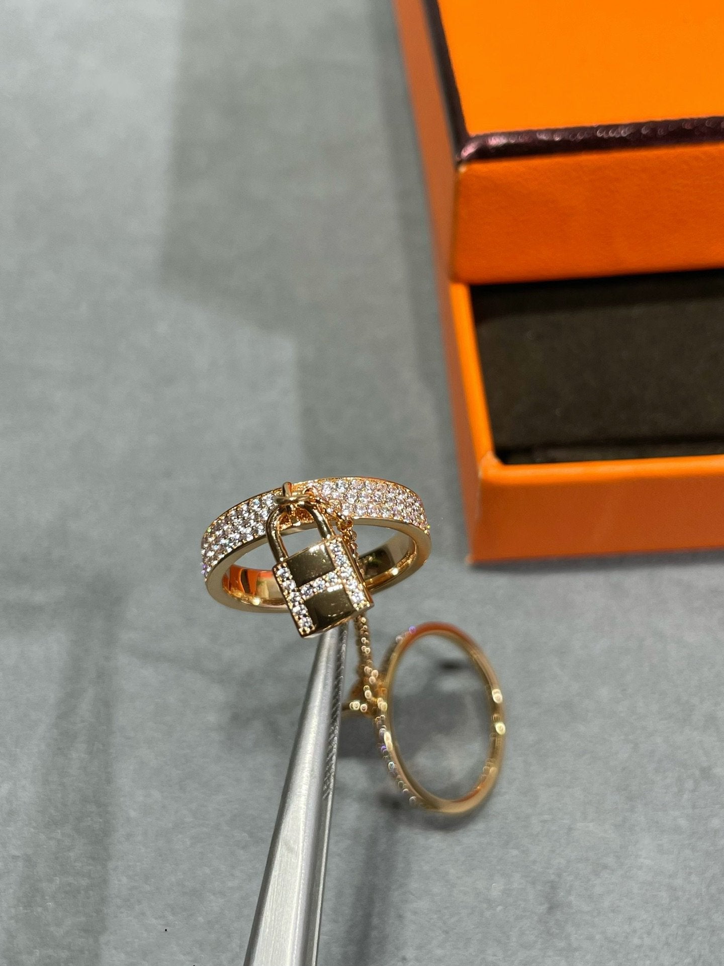 [Panda Jewelry]HM KELLY CLOCHETTE DOUBLE RING IN  WITH DIAMONDS